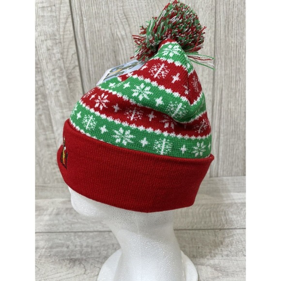 Buddy The Elf Themed Beanie Hat One Size Multi Color Pom Pom Rolled Bottom New - Picture 6 of 7